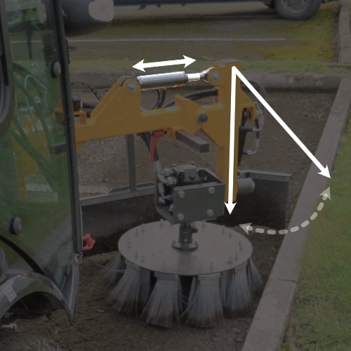 Hydraulic swivelling device for brush disc front/r...